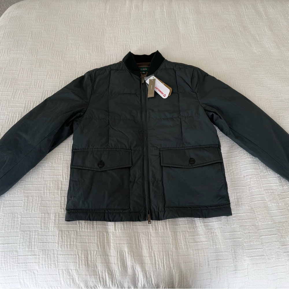 J. Crew Men's Dark Green Quilted Bomber Jacket